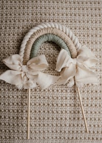 Image 4 of Rainbow cake topper, small macrame rainbow hanging