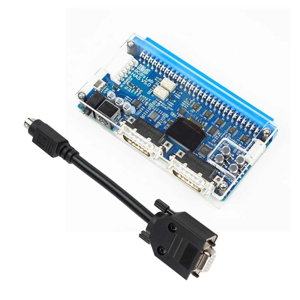 Image of Home Arcade System (HAS) Supergun v5.0 + 8-pin mini DIN to HD-15 Adapter (Combo)