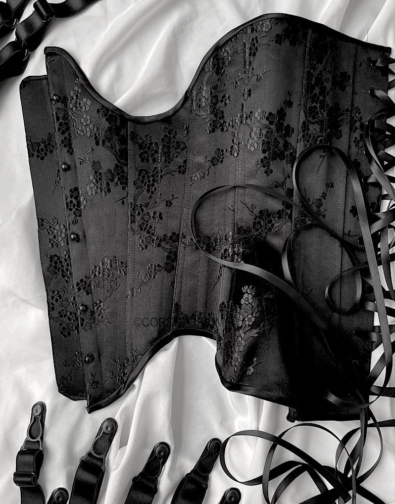 Image of SAKURA SILK BROCADE UNDERBUST CORSET