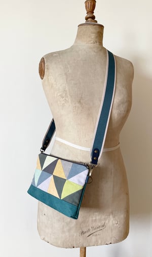Image of Patchwork 5, shoulder bag with plant-dyed panels and crossbody strap