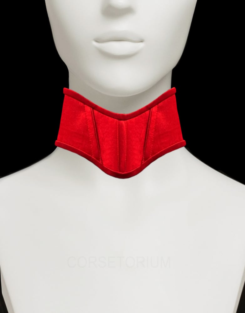 Image of CANICE SILK POSTURE COLLAR RED