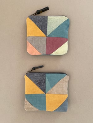 Image of Square patchwork zipper bag with plant-dyed panels