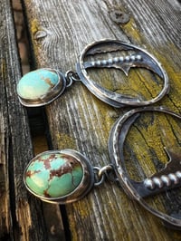 Image 3 of Silver Hoop Earrings with Turquoise 
