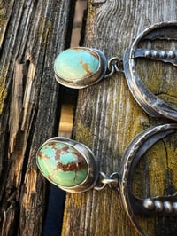 Image 4 of Silver Hoop Earrings with Turquoise 