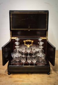 Image 1 of French Napoleon III Ebonized Wood "cave à liqueur" Liquor Cabinet - Circa 1870