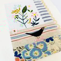 Image 4 of Artwork ORIGINAL Wall art - hand stitched textile collage - Blackbird