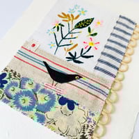 Image 1 of Artwork ORIGINAL Wall art - hand stitched textile collage - Blackbird