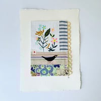 Image 2 of Artwork ORIGINAL Wall art - hand stitched textile collage - Blackbird