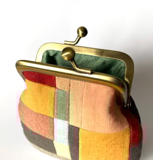 Image of Patchwork 1 kisslock coin purse with plant-dyed panels