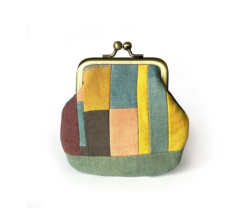 Image of Patchwork 2 kisslock coin purse with plant-dyed panels