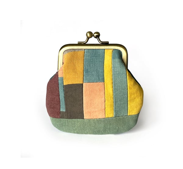 Image of Patchwork 2 kisslock coin purse with plant-dyed panels