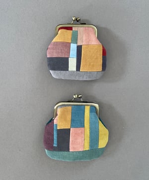 Image of Patchwork 2 kisslock coin purse with plant-dyed panels