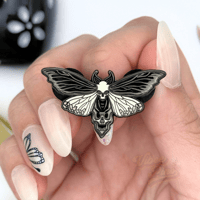 Image 1 of Glow Banemoth Enamel Pin – Gothic Moth Skull Collectible