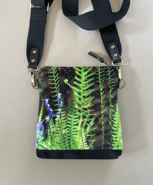 Image of fern + bluebell, mini crossbody bag with canvas crossbody strap