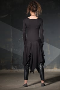 Image 3 of Long Black Asymmetrical Tunic,Tunic Sweater Women,Draped Tunic with Thumb Hole Sleevе
