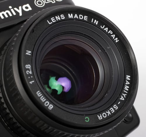 Image of Mamiya M645 Super 6X4.5 medium format camera w/ 80mm lens + metering prism #0370