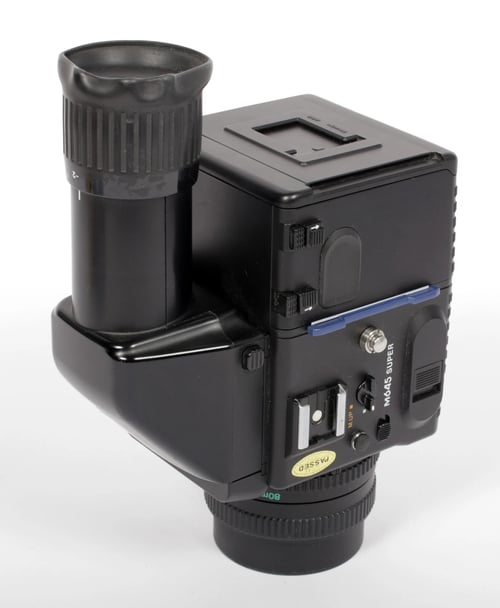 Image of Mamiya M645 Super 6X4.5 medium format camera w/ 80mm lens + metering prism #0370