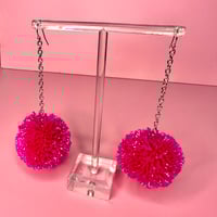 Image 1 of multi color pom pom earrings