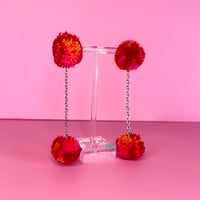 Image 5 of double small pom pom earrings