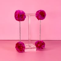 Image 1 of double small pom pom earrings