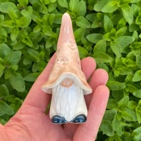 Image 1 of Springtime Pink Flower Ceramic Handmade Gnome