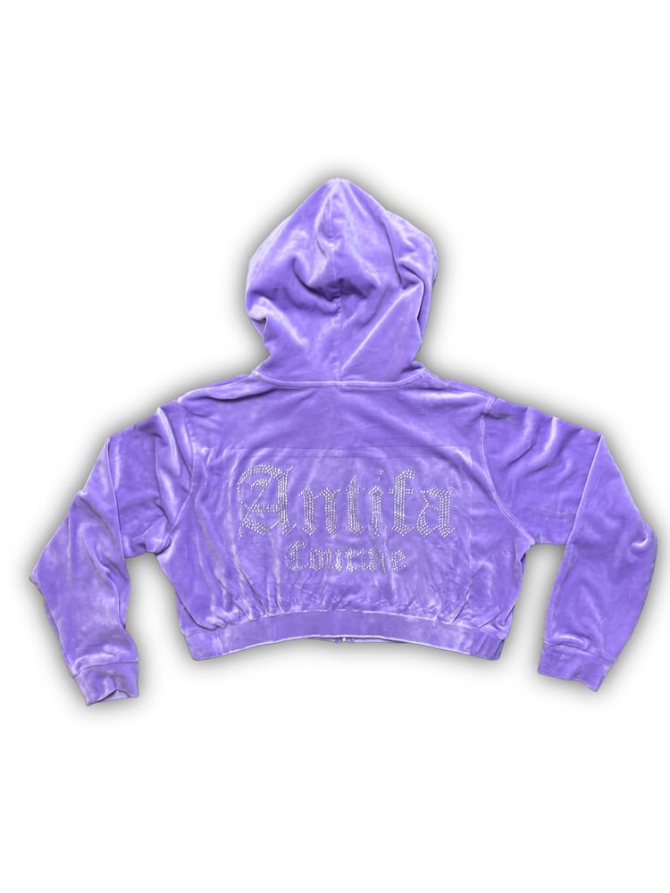Image of Cropped Lilac Velours (XL) - Antifa Couture (JA09)