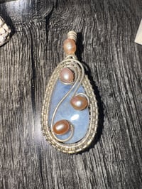 Image 1 of Blue Lace Agate and Pearl Pendant 
