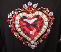 Image 3 of Giantgem - PINK Heavily jewelled Ruby heart T shirt