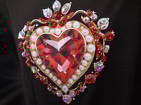 Image 4 of Giantgem - PINK Heavily jewelled Ruby heart T shirt