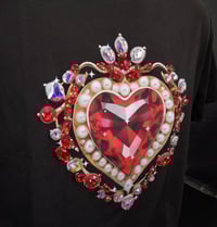 Image 6 of Giantgem - PINK Heavily jewelled Ruby heart T shirt