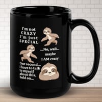 Image 1 of Quirky Sloth is Crazy Black Glossy Mug