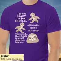 Image 5 of Quirky Sloth is Crazy Unisex T-shirt Design