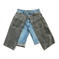 Image 1 of Stacked FUBU Denim Shorts