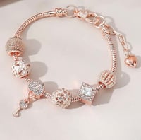 Image 1 of Elegant Rose Gold Love Charm Bracelet