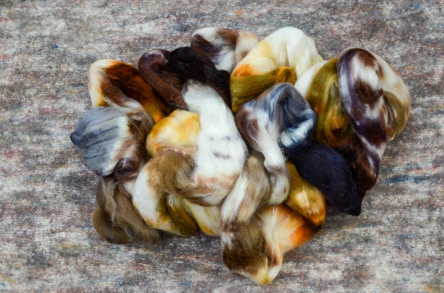 Image of "Toasted Marshmallow" Merino/Tussah Spinning Fiber - 4 oz.