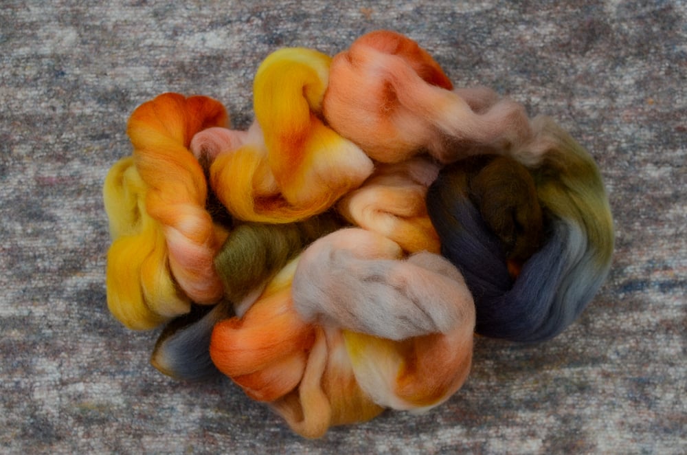 Image of "Making Smores" Hand-dyed Corriedale Spinning Fiber - 4 oz.