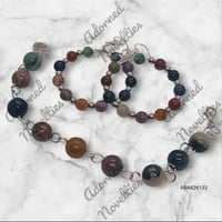 Image 1 of ANA826132 - Natural Agate Beads Link Bracelet with Matching earrings