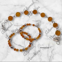 Image 1 of ANA826133 - Multicolor Natural Stone Striped Agate Beads Link Bracelet set