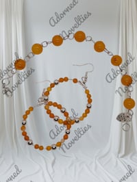 Image 3 of ANA826133 - Multicolor Natural Stone Striped Agate Beads Link Bracelet set