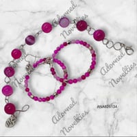 Image 1 of ANA826134 - Rose Red Striped Agate Natural Stone Link Bracelet Set
