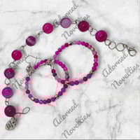 Image 2 of ANA826134 - Rose Red Striped Agate Natural Stone Link Bracelet Set