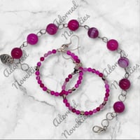 Image 4 of ANA826134 - Rose Red Striped Agate Natural Stone Link Bracelet Set
