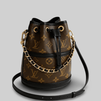 Image 1 of Monogram Luxe Chain Bucket Bag – Classic Brown