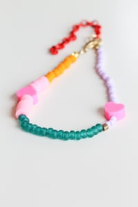 Image 2 of Hearts & Beads colorful bracelet with extender 2