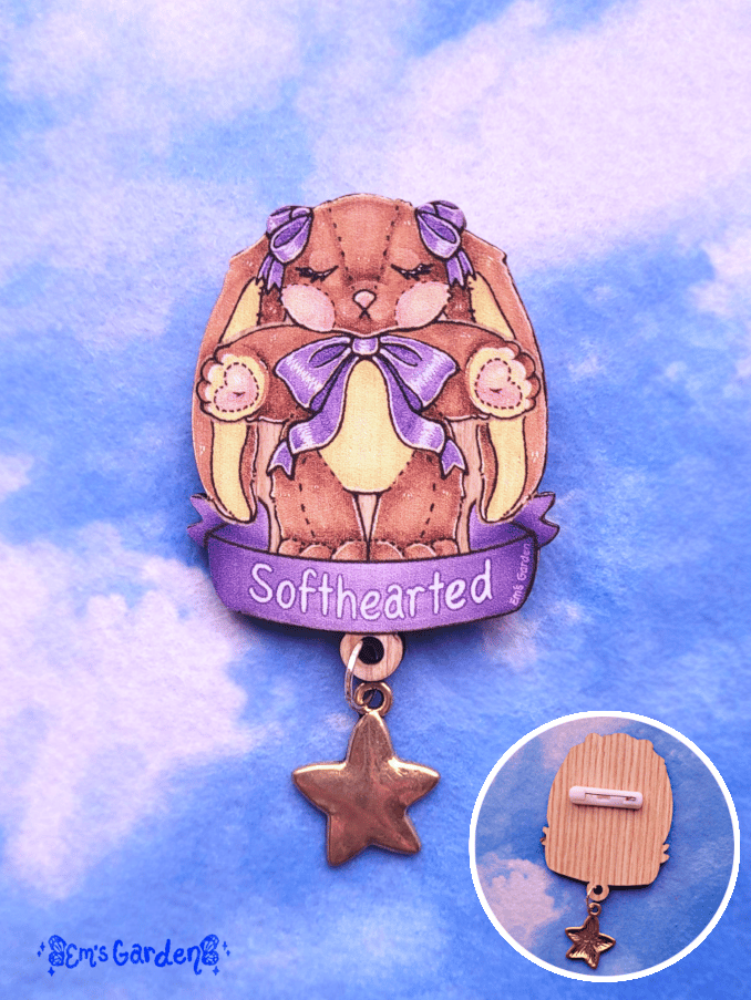 Image of Softhearted Bunny Brooch | Star Charm Plush Rabbit Pin