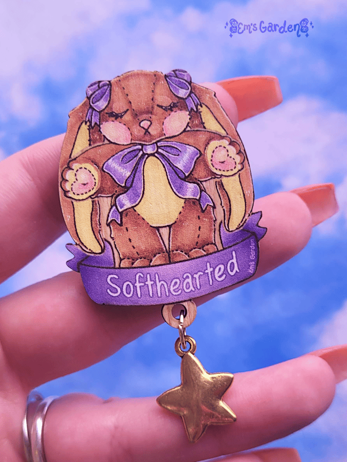 Image of Softhearted Bunny Brooch | Star Charm Plush Rabbit Pin