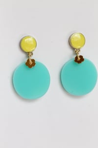 Image 1 of Turquoise dangly acrylic earrings