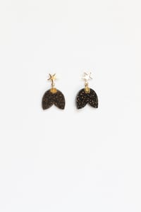 Image 1 of Black glitter acrylic petal earrings