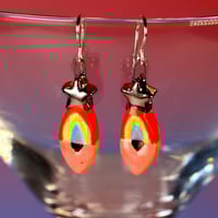 Image 1 of White Gold Star Rainbow Heart Earrings
