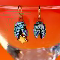 Blue Gold Star Claw Earrings